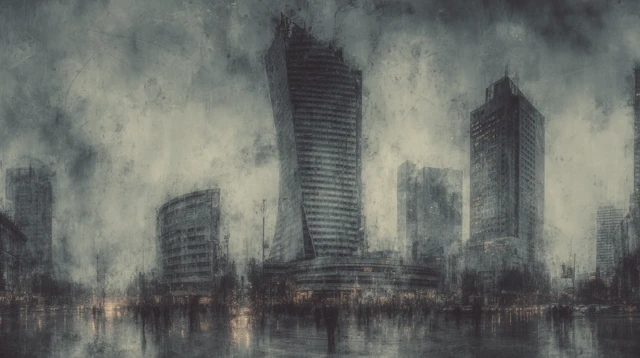 High Tech Cityscape Architecture Collodion Print