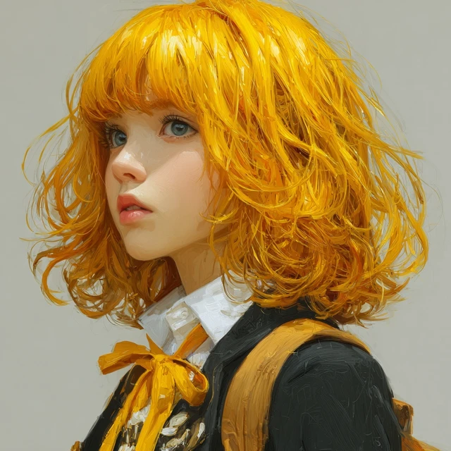 Anime Girl with Yellow Hair Illustration