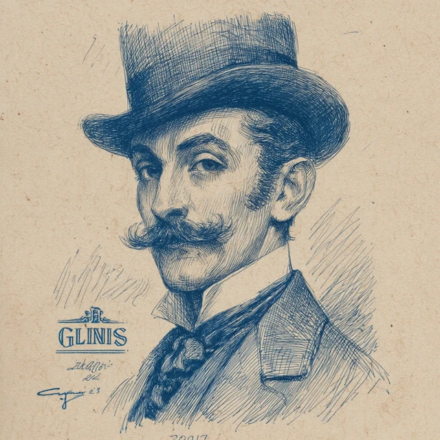 Vintage French Detective Portrait Illustration