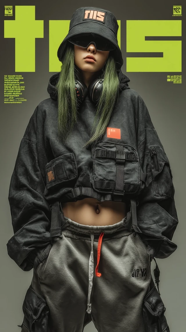 Cyberpunk KPop Girl Futuristic Streetwear