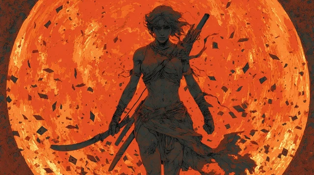 Epic Fantasy Woman Battling a Money Storm
