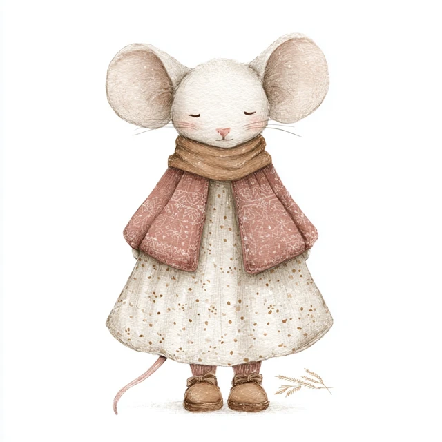 Adorable Watercolor Mouse Illustration Christmas
