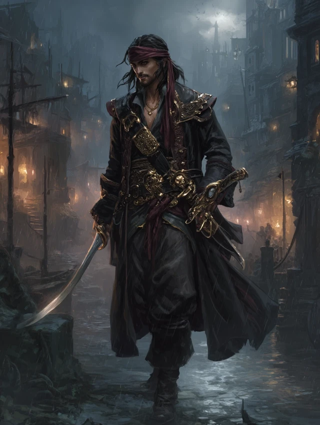 Mischievous Pirate Portrait: Night City Adventure