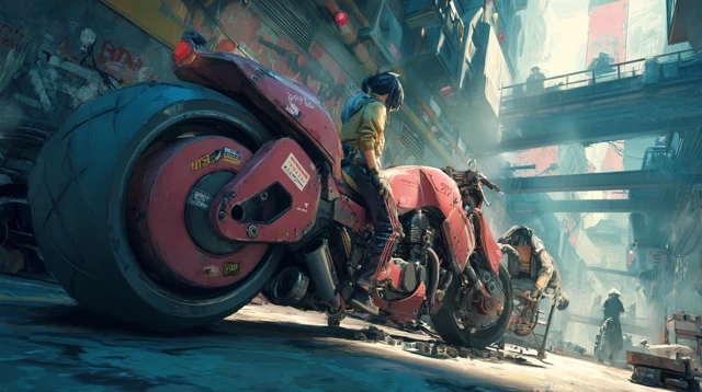 Kitsune on Motorcycle Cinematic Action Photo