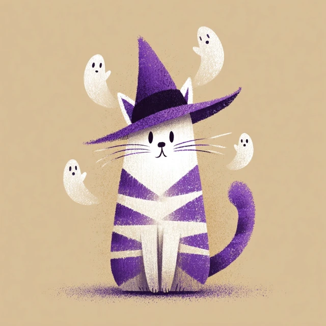 Halloween Witch Cat Illustration