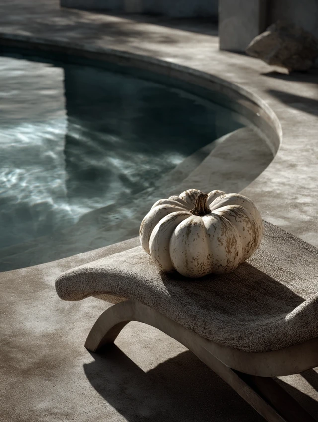 Pumpkin by the Pool Summer Surrealism