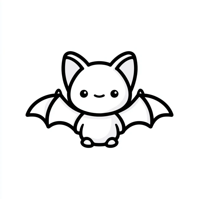 Kawaii Bat Icon for Coloring Childrens Books