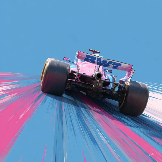 F1 Racing Illustration Pink and Blue Colors