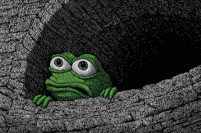 Mutated Pepe Hiding Behind A Wall