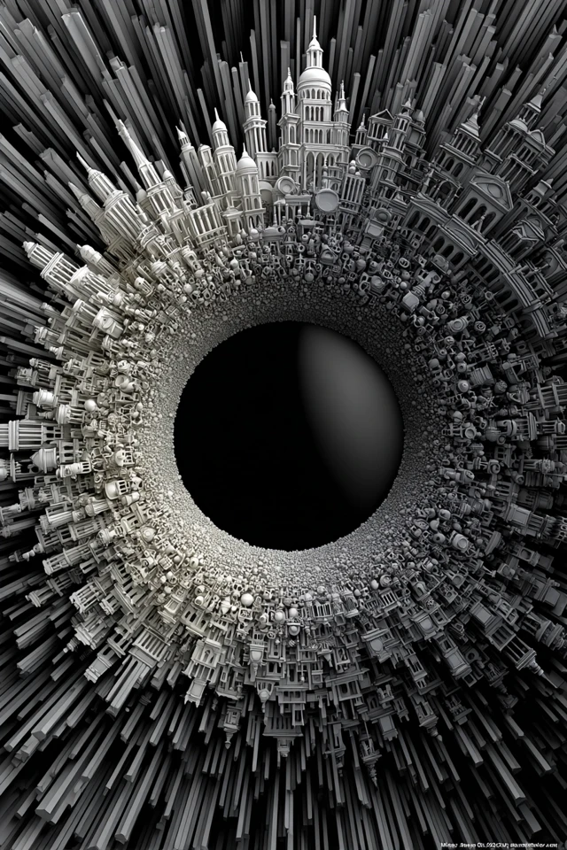 Gray Scale Mandala 3D Art