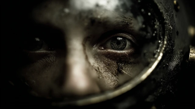 Astronauts Eerie Eyes Close Up in Giger Style