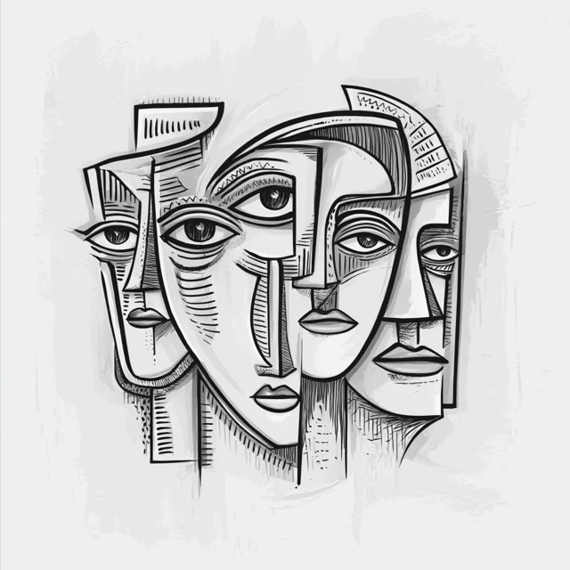 Picasso Style Abstract Faces Minimalist Art