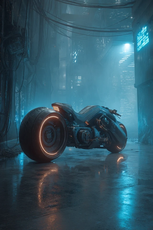 Futuristic Motorcycle in a Cyberpunk City