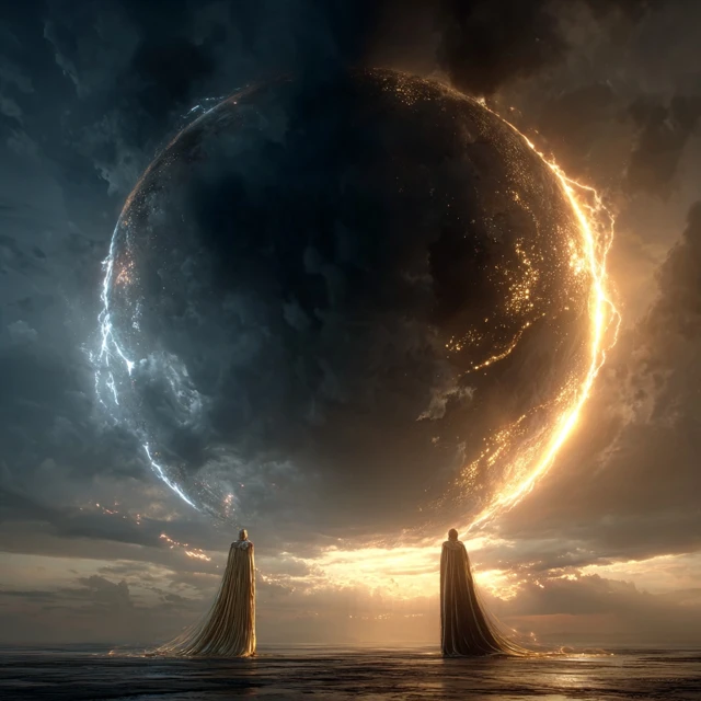 Celestial Beings Facing a Cosmic Rift