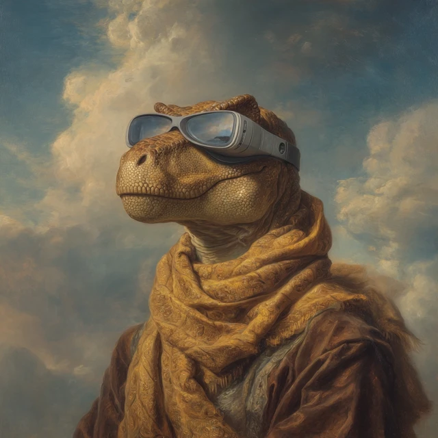 T Rex Dinosaur Portrait in VR Headset