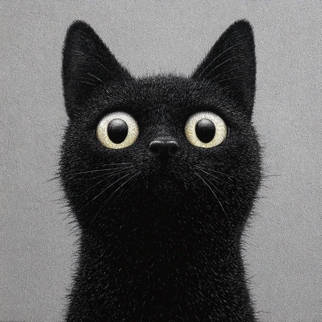 Black Cat with Big Eyes Painting