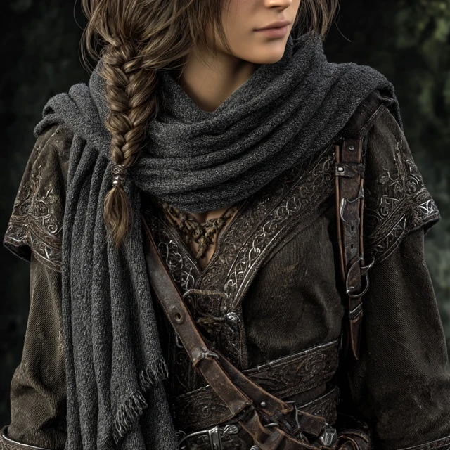 Female Traveler in Hood Photorealistic Close Up