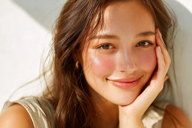Japanese Woman with a Soft Smile and Glowing Skin