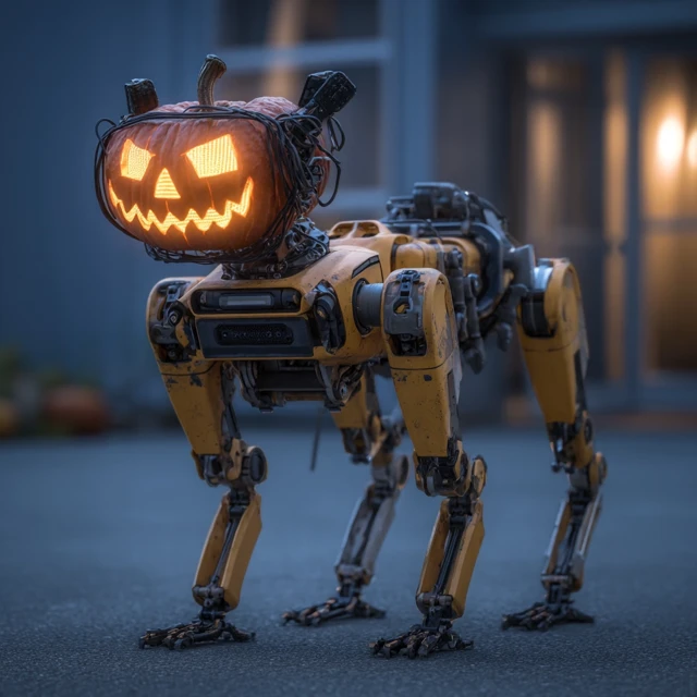 Boston Dynamics Robot Dog Halloween Jack O Lantern