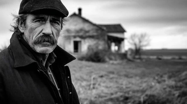 Man with Moustache in French Countryside