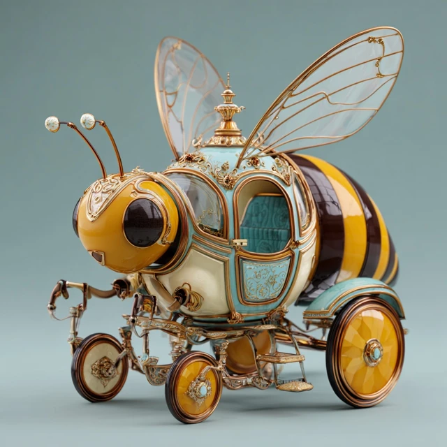 Bee Carriage Fairy Tale Cartoon Illustration