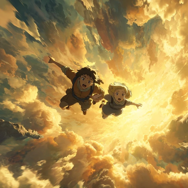 Anime Wingsuit Flight Boy and Girl Adventure