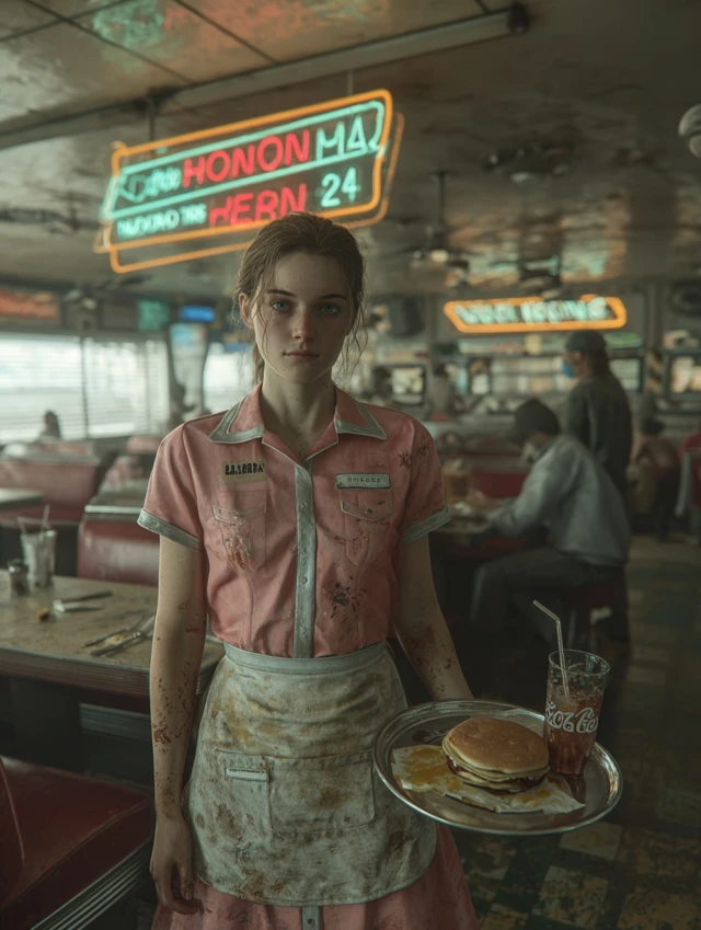 Leia Diner Retro Diner Waitress Melancholy Americana