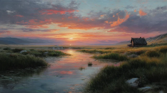 Montana Sunset Painting by Peter Murk Monsted