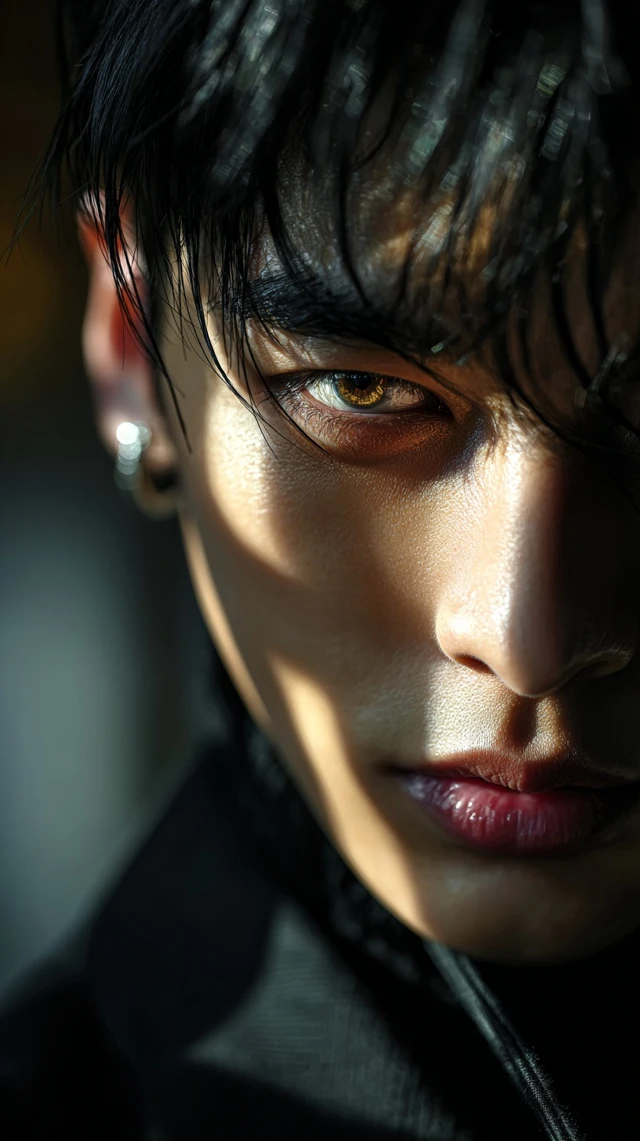 Handsome Korean Male Model Portrait Dramatic Lighting