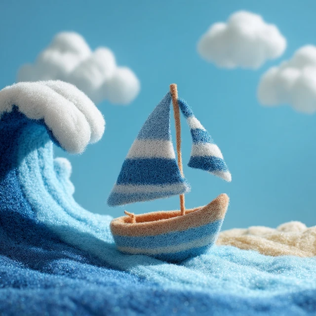 Plush Sailboat on a Plush Sea