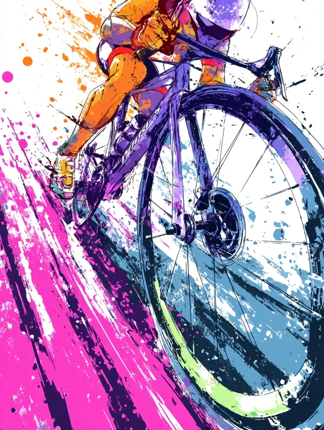 Extreme Cyclist Illustration - Abstract and Colorful