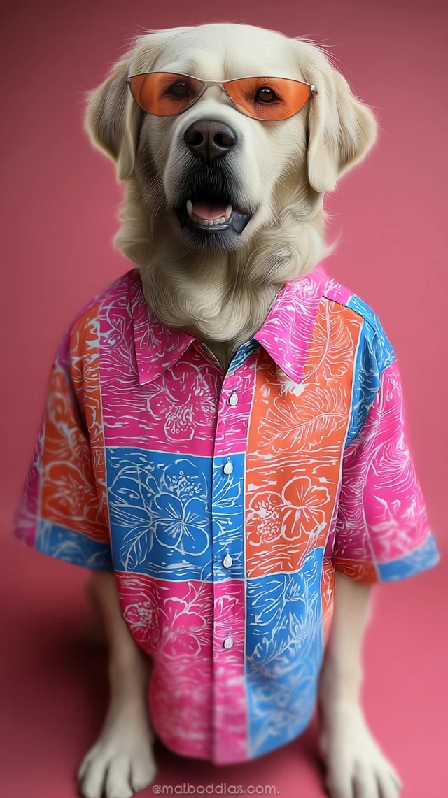 Cool Labrador Dog in Hawaiian Shirt