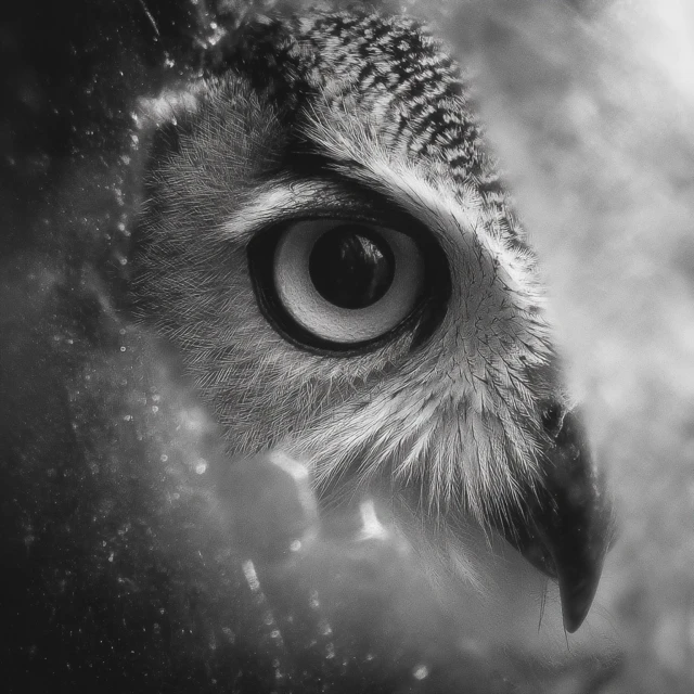 Owls Piercing Eye Monochrome Close Up