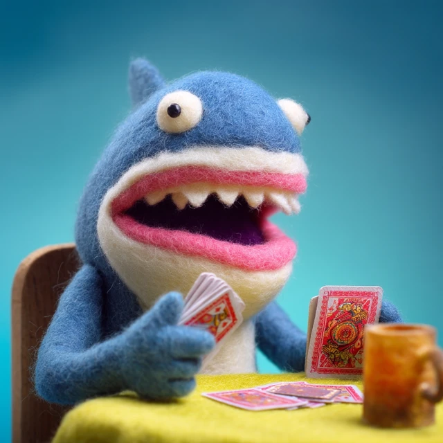Muppet Shark Playing Poker - Jim Henson Style