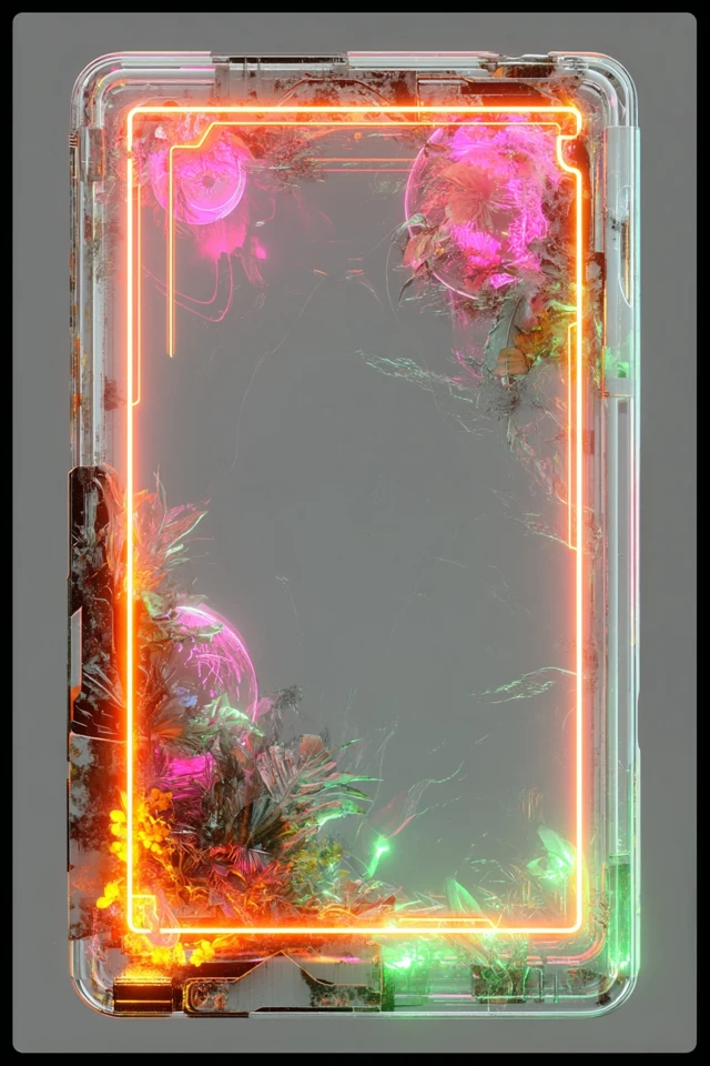 Neon Trading Card Frame Futuristic Design