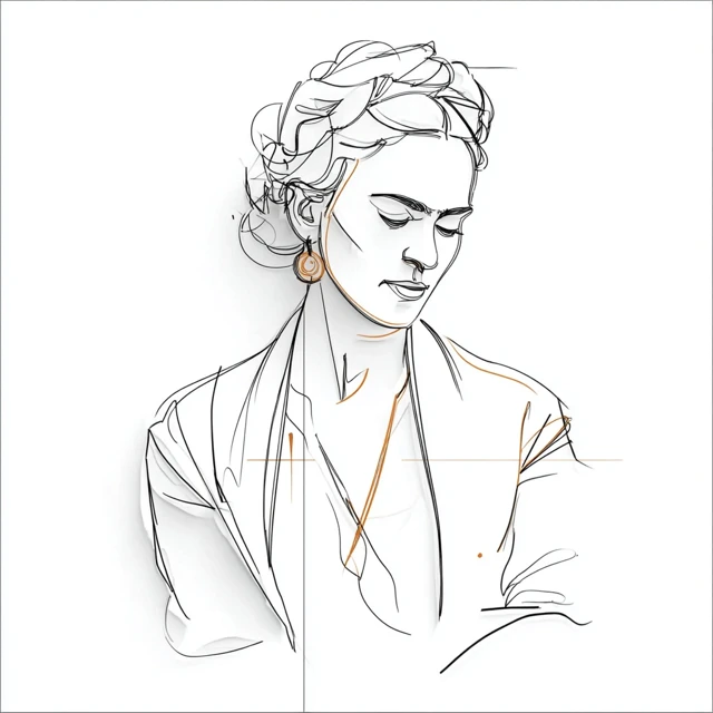 Frida Kahlo Minimal Line Drawing TShirt Design