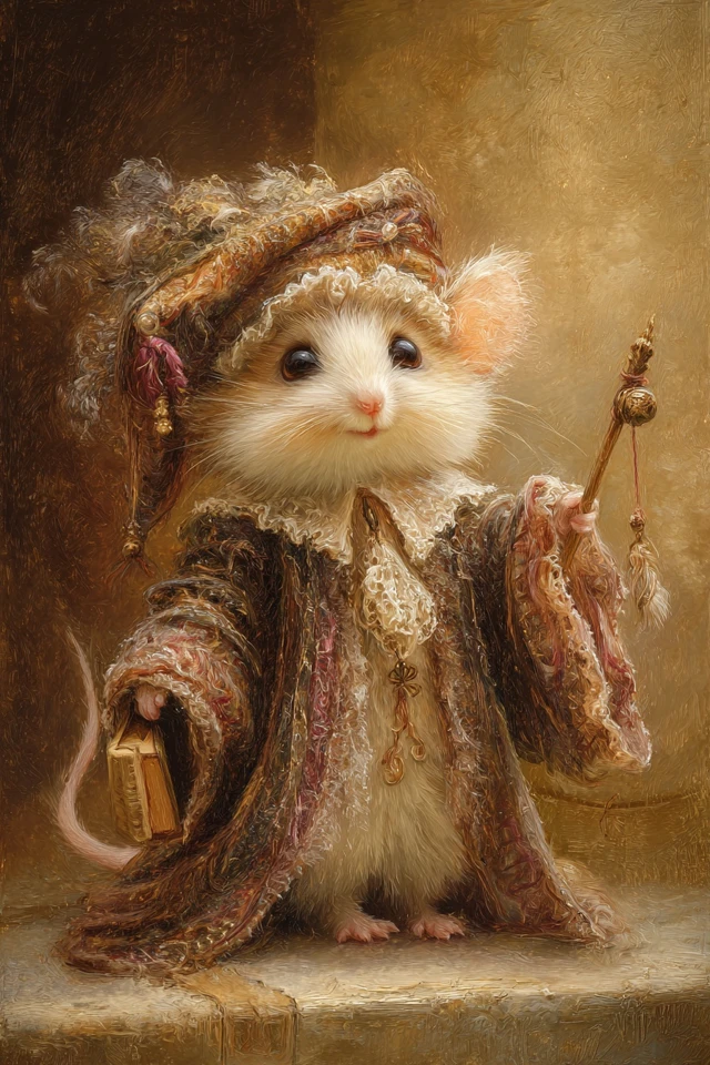 Cute Dormouse Judge Painting Don Maitz Style