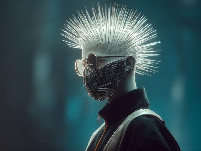 Futuristic Cyberpunk Man in Techwear