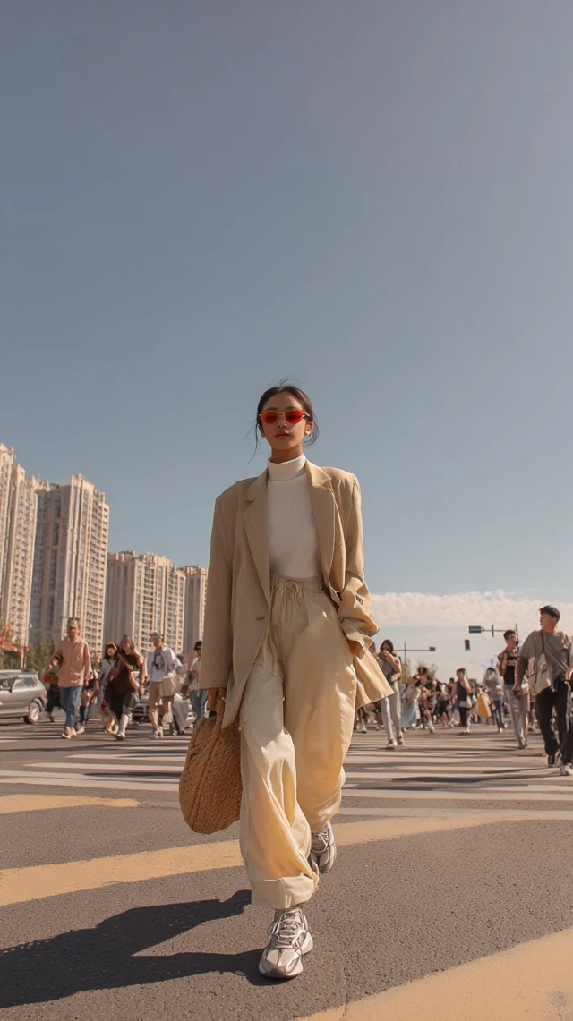 Street Style PanAsian Fashion Girl in City