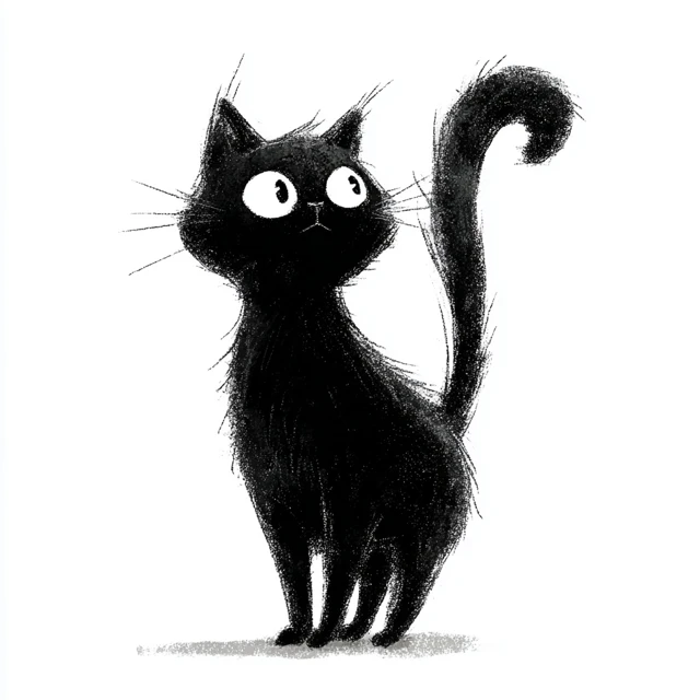 Black Cat Watercolor Art Illustration HD