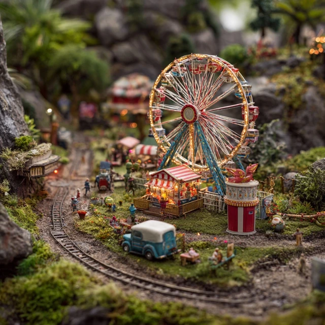 Miniature Amusement Park Diorama Scene