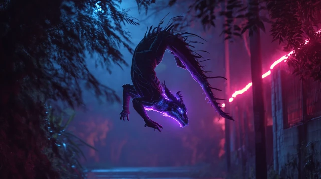 Neon Dragon SciFi Surreal Movie Still