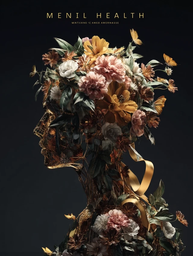 Mental Health Awareness: Floral Head Silhouette