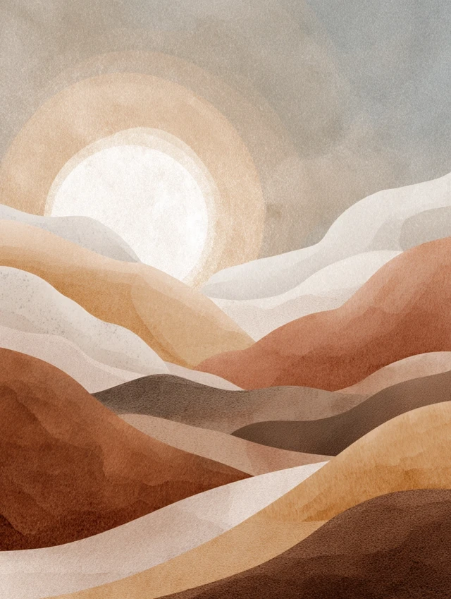 Abstract Desert Landscape Digital Illustration Earth Tones