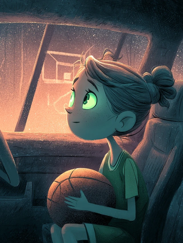 Dreaming of Basketball Girl Illustration