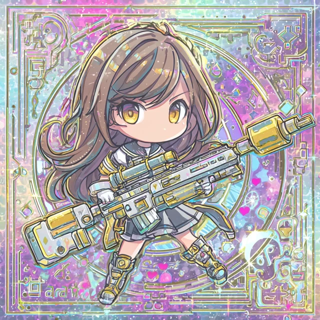 Chibi Anime Girl with Sniper Rifle Sticker Art
