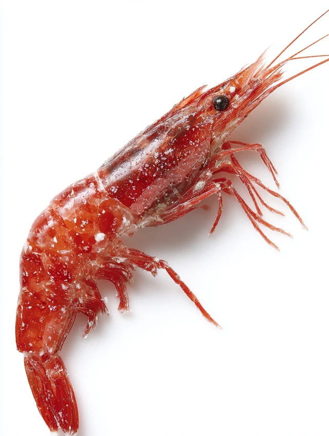 Realistic Red Shrimp Isolated on White Background