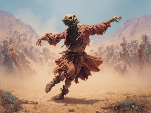 Caliban Dancing Painting by Les Edwards