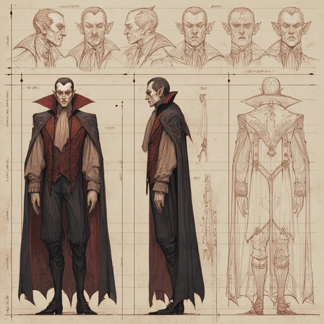 Medieval Vampire Character Design Sheet Gothic Horror