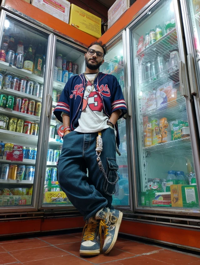 Man in Convenience Store Fashion Shot